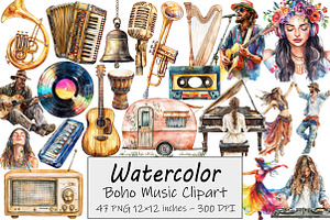 Boho Music Clipart, an Illustration by Design Market