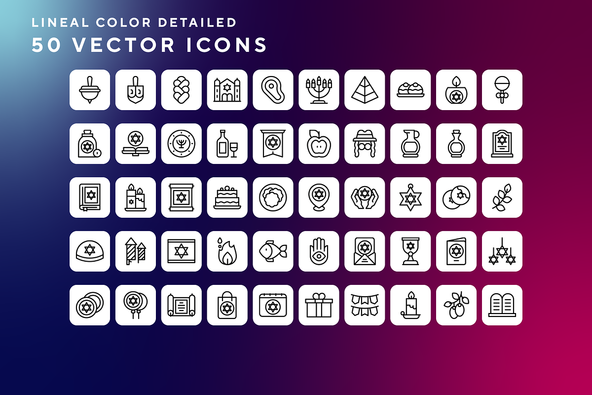 Hanukkah icons, an Outline Icon by Wencory (Photo 1 of 2)
