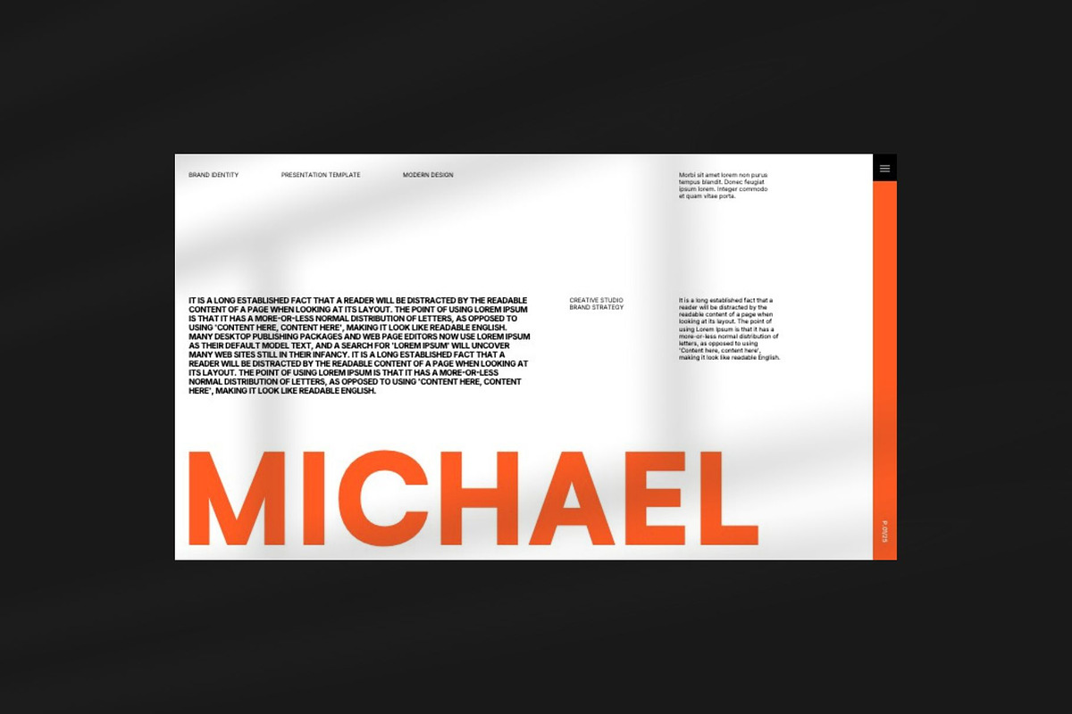 Michael - Brand Portfolio Canva, a Presentation Template by Creatorism (Photo 2 of 9)