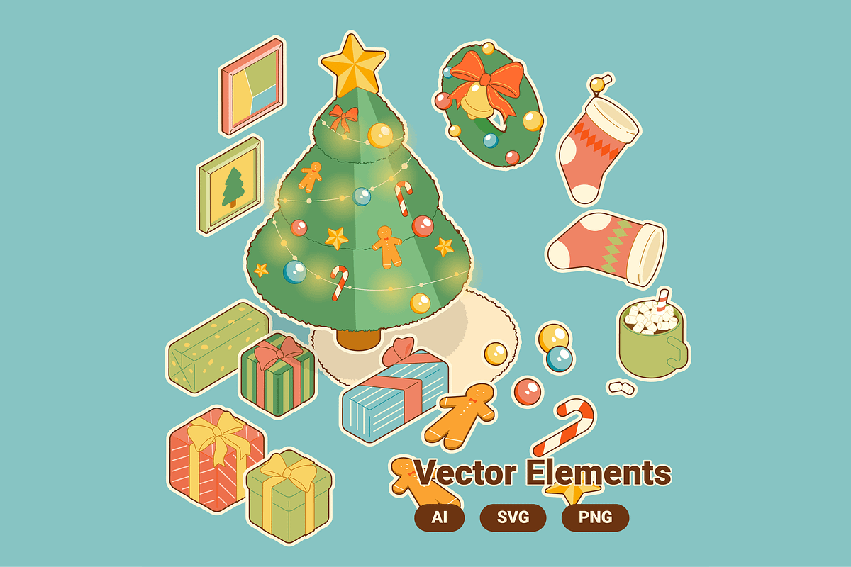 Isometric Christmas Decoration Set, an Illustration by murmur Design (Photo 2 of 3)