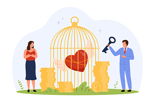 Tiny people golden cage, a Finance Illustration by Flashvector