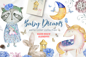 Baby Dreams Watercolor Cute Animals