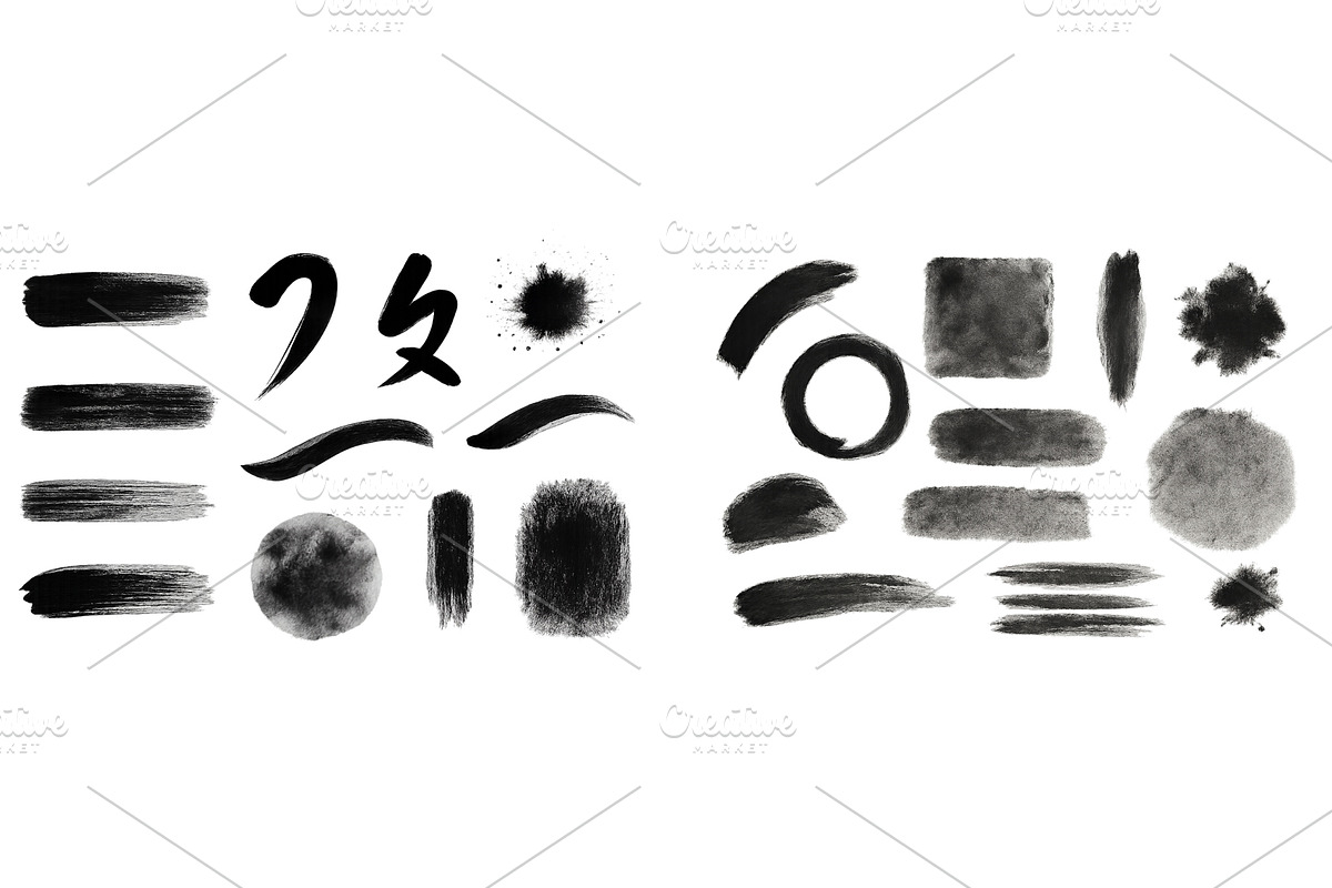 Collection of black brush strokes, an Illustration by ZinetroN