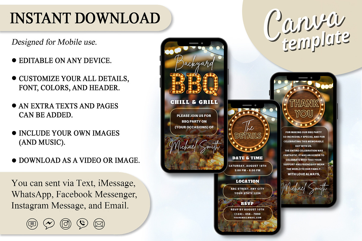 Editable BBQ Party Evite Template, an Invitation Template by V Design Creator (Photo 6 of 8)