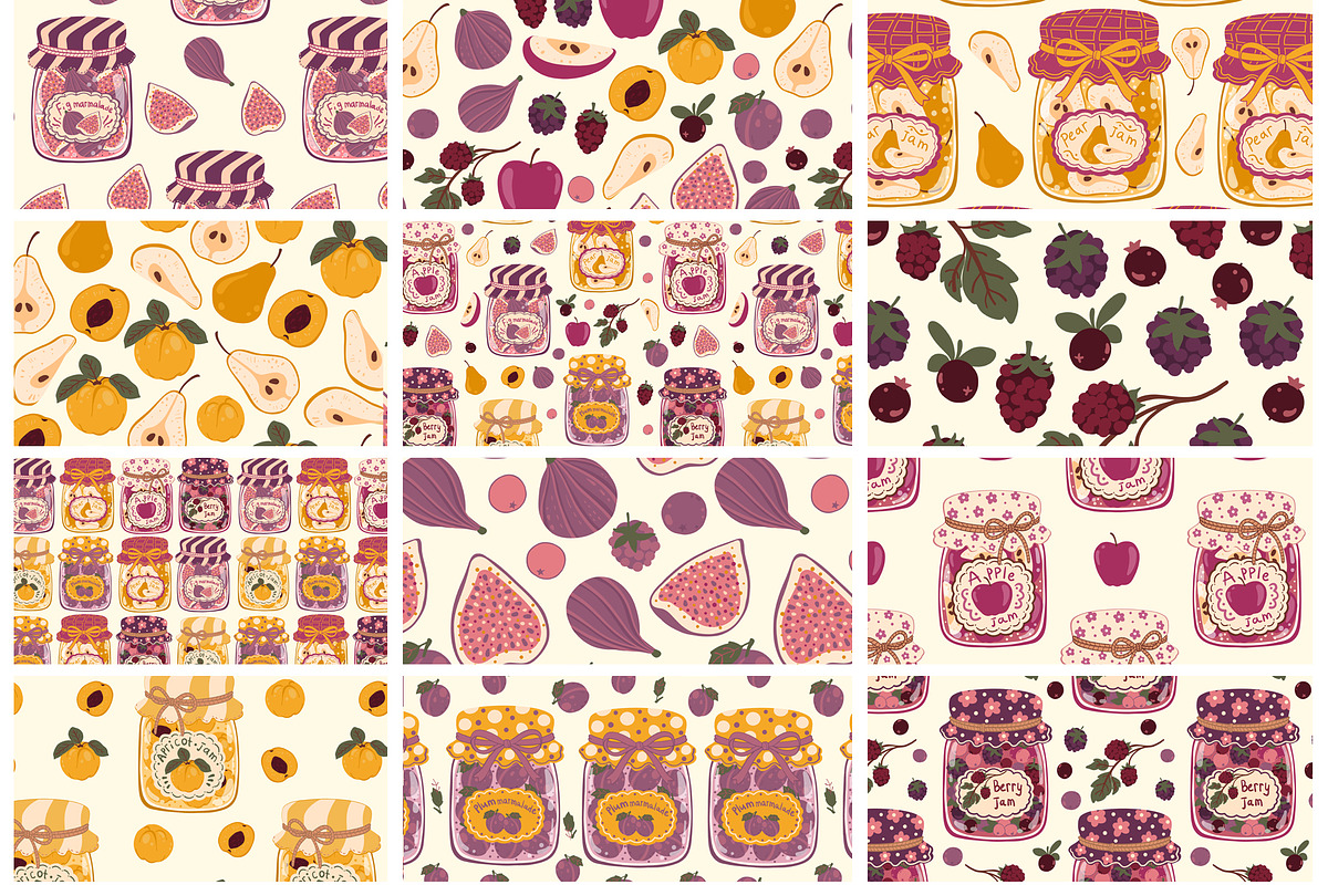 Vintage Jam Jars patterns & clipart, a Food Illustration by Carpet Tapete Pretzel (Photo 2 of 13)