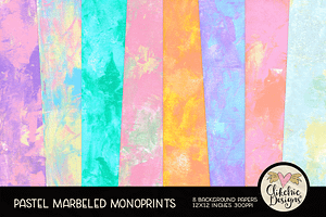 Pastel Marbled Monoprint Backgrounds