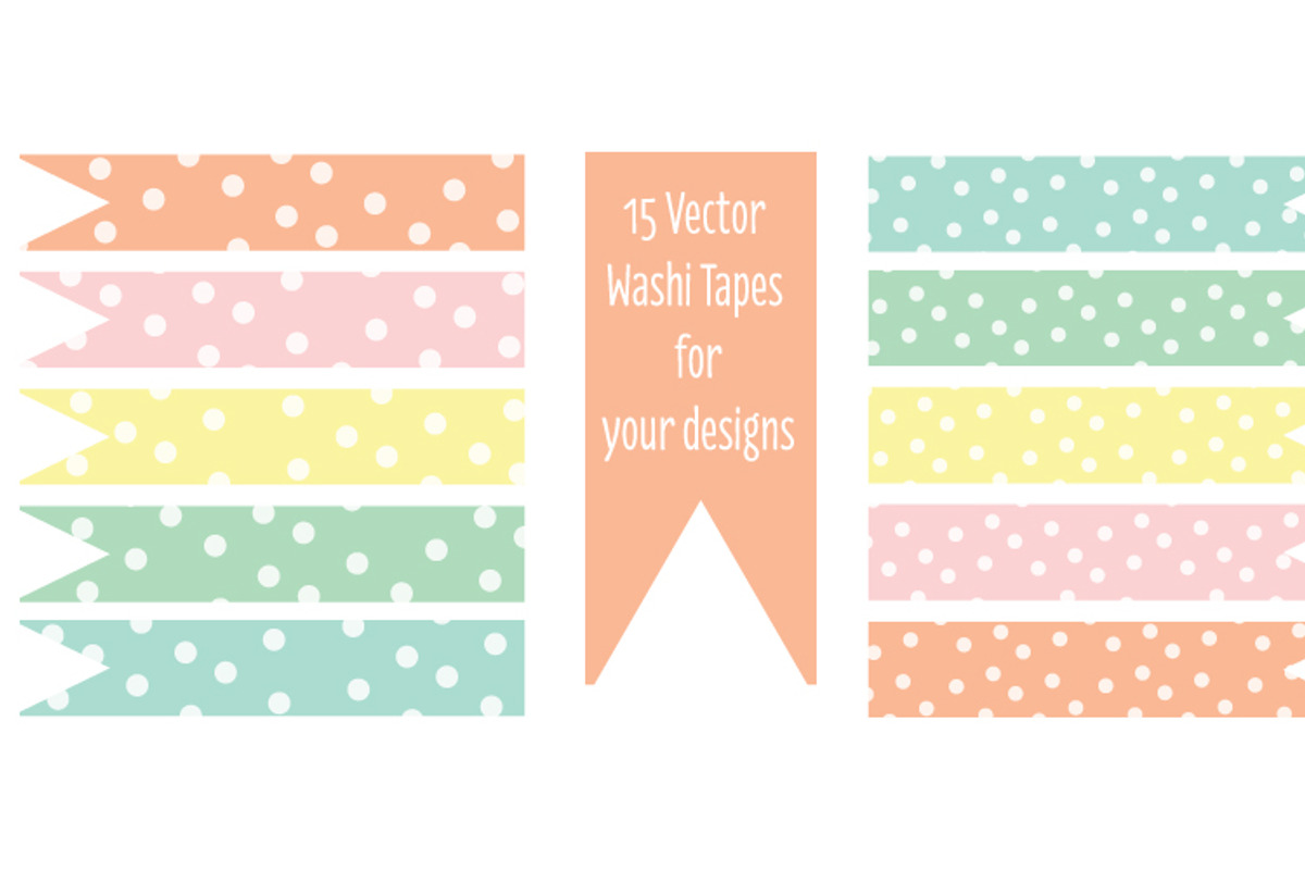15 Vector Washi Tapes Polka Dots preview 2