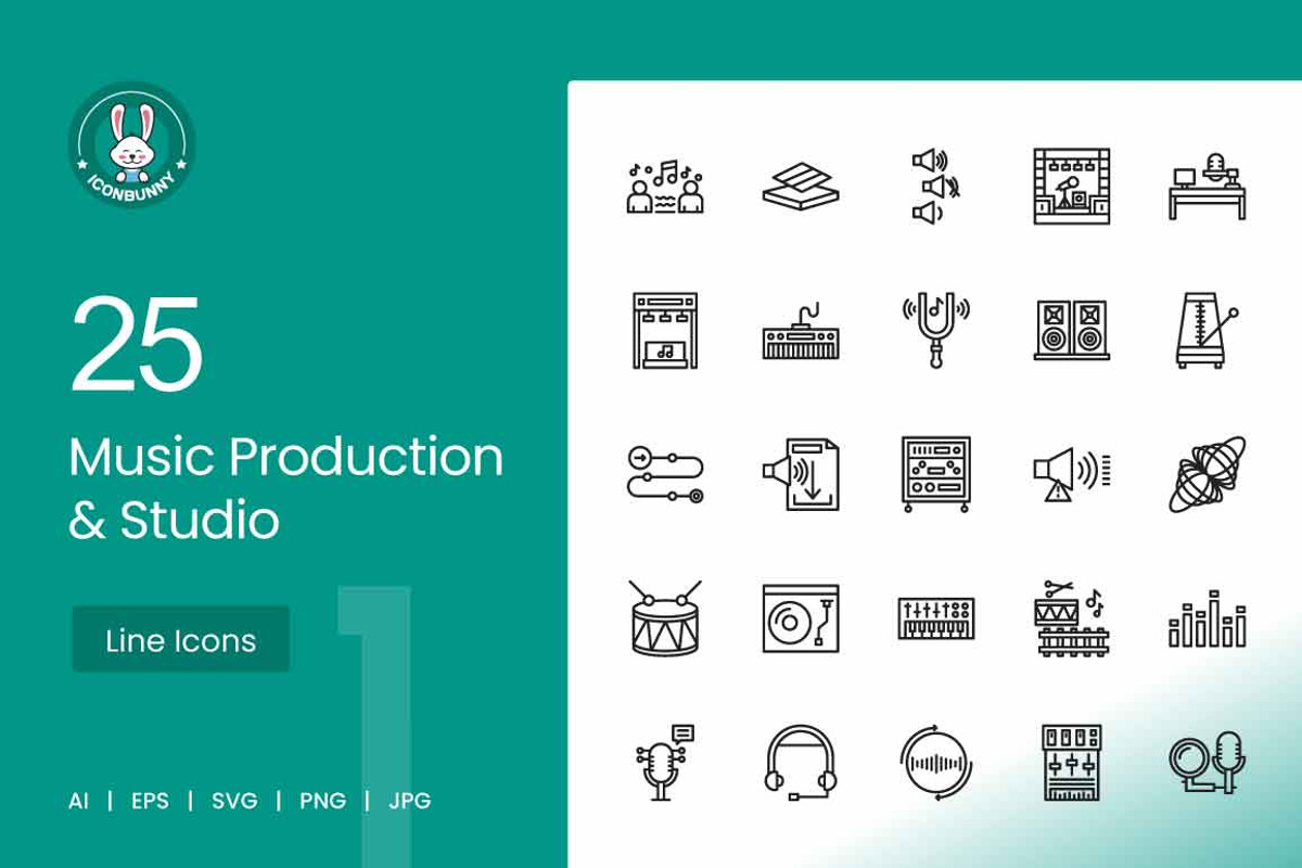 25 Music Production & Studio Icons, an Icon by IconBunny (Photo 1 of 2)