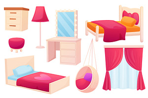 Girl bedroom elements. Chest of