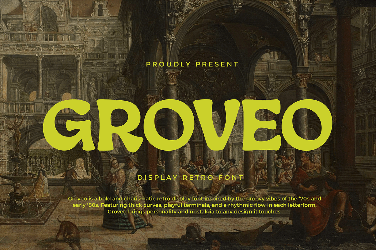 Groveo – Display Retro Font, a Serif Font by overlaytemplates (Photo 1 of 5)