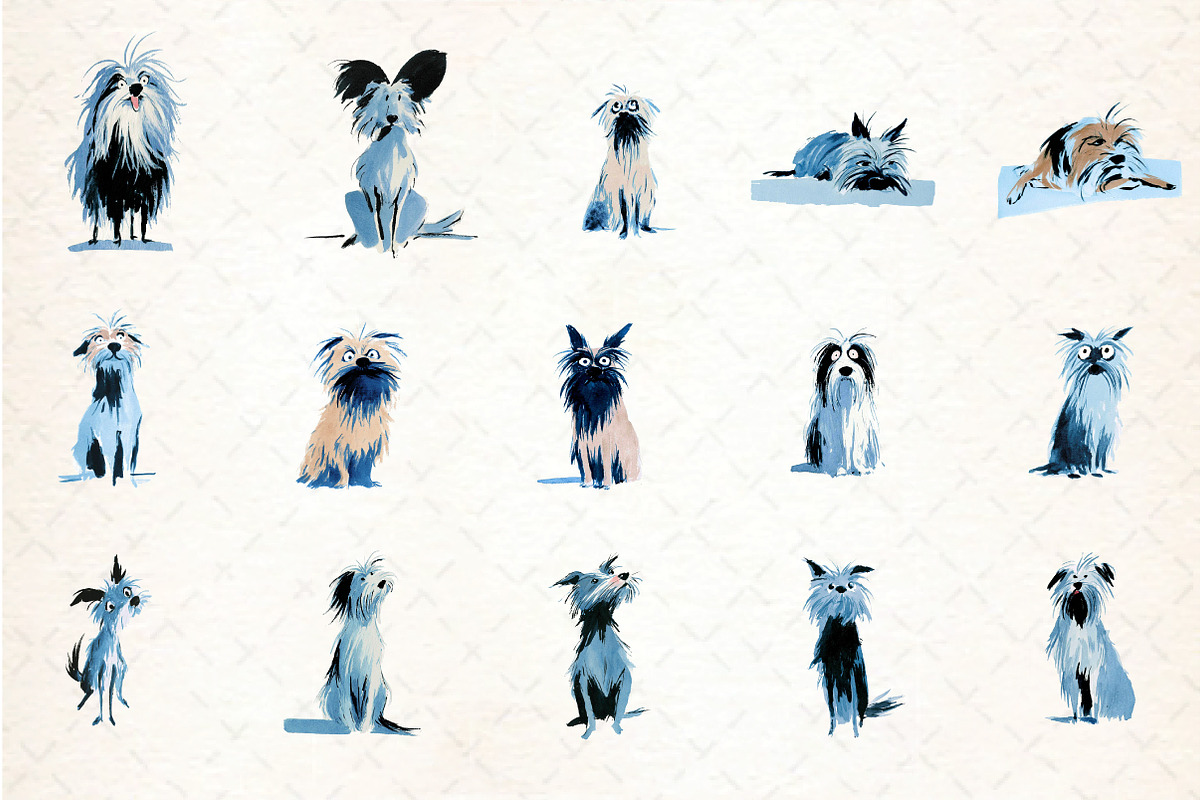 Watercolor Doodle Dog Clipart Set, an Illustration by DreamCafeArt (Photo 4 of 5)
