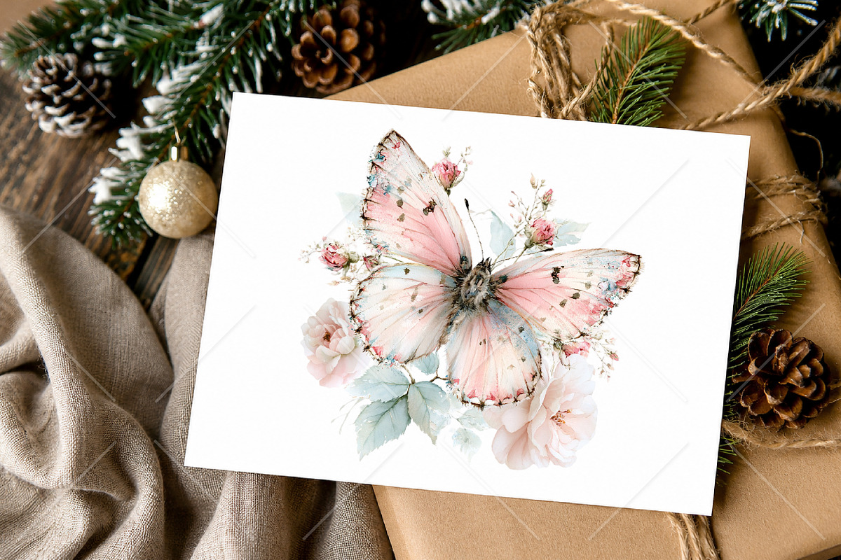 Whimsical Floral Butterfly Clipart, a Seasonal Illustration by Canvas Craft (Photo 10 of 10)