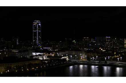 Night city near the river. Stock, an Architecture Photo by Media Whale Stock