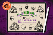 22 Halloween Skull Stamp Brushes, a Brush Add-On by vectstudio (Thumbnail 1 of 10)