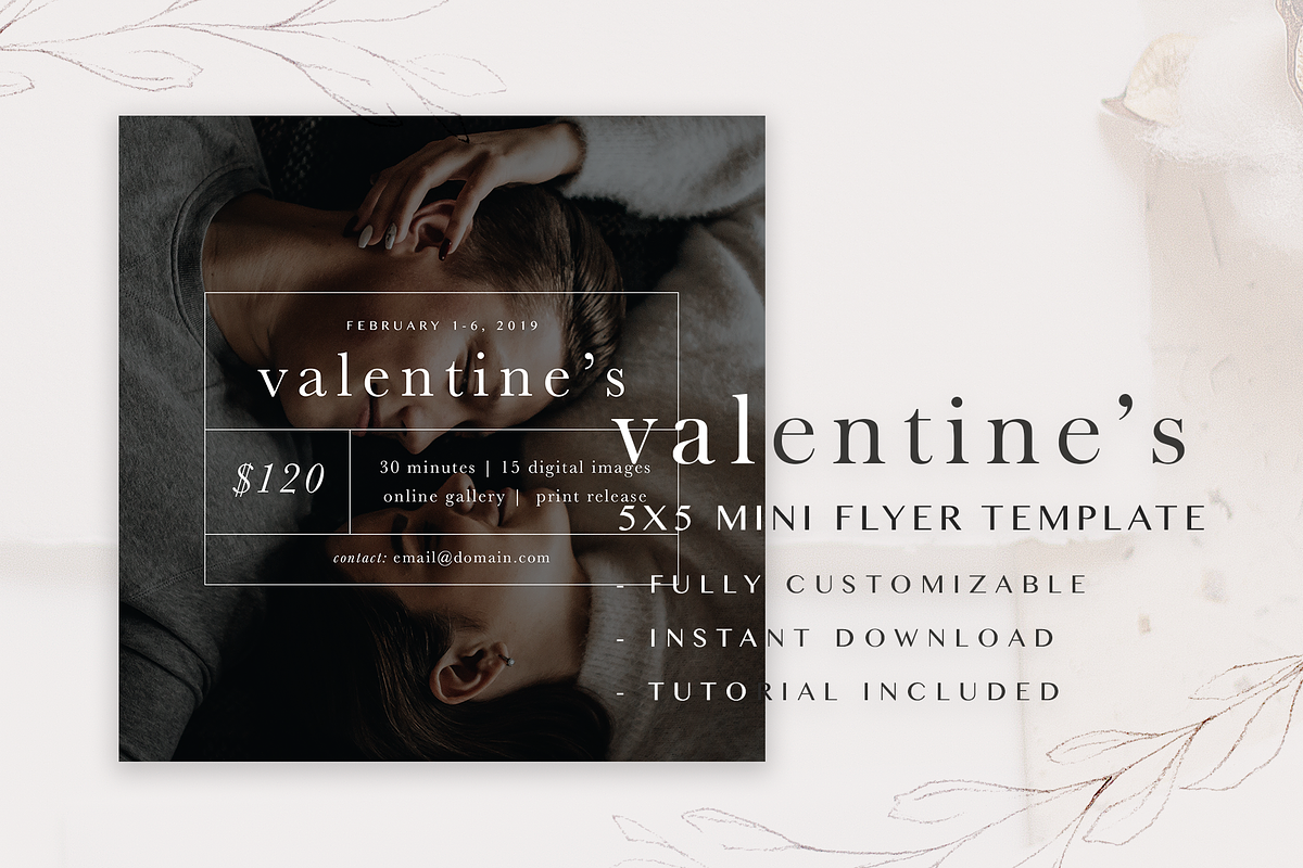 Valentine’s Mini Flyer Template 5x5, a Social Media Template by molly ho studio