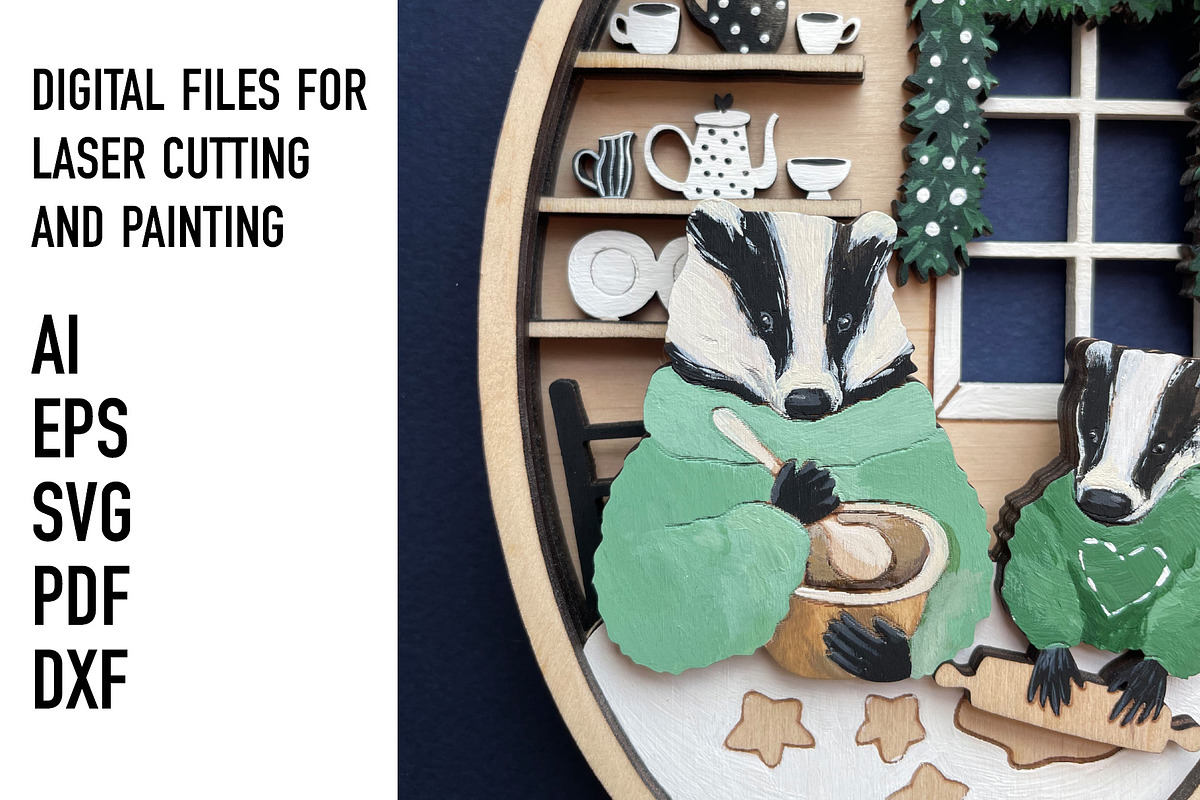 Badger Baking Layered Laser Cut File, an Object Graphic by HelloWood (Photo 3 of 4)