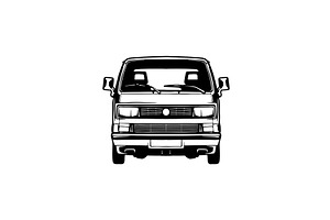Van, Bus - Classic Car, Stencil, an Object Illustration by Digital-Clipart
