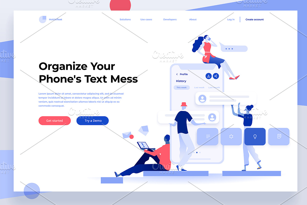 Web Illustration Pack, an iPhone Mockup by Formfrom (Photo 2 of 14)