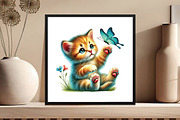 Watercolor Cat Sublimation Clipart, an Illustration by DreamCafeArt (Thumbnail 5 of 5)