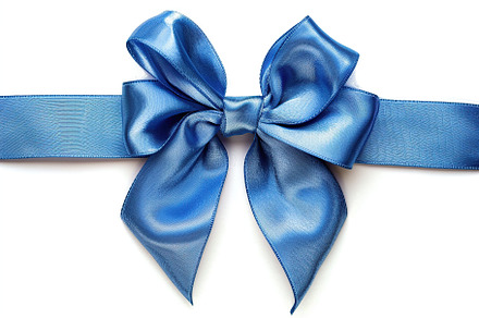 Blue satin ribbon bow on white background, a Beauty & Fashion Photo by AlyaAnd