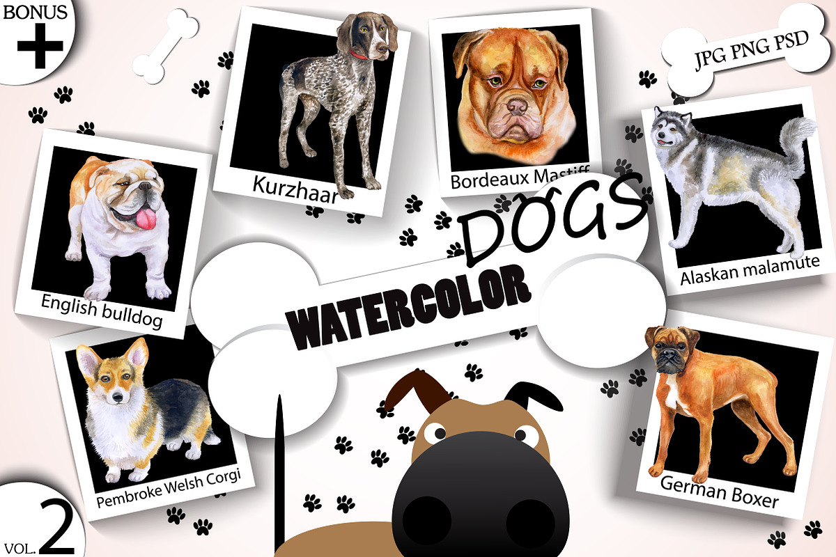 Watercolor Dogs - Collection 2 of 12, an Animal Illustration by Dneprstock (Photo 1 of 4)