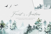 Mountain & Trees Forest Illustration, a Texture Illustration by WalaPalette (Thumbnail 1 of 6)