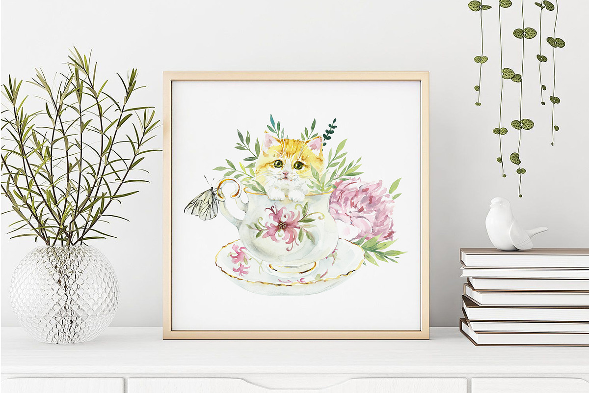 Cute Fluffy Tea Time, an Animal Illustration by Budogoshch (Photo 2 of 15)