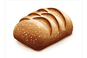 Whole wheat artisan bread loaf on, a Food Illustration by AlexArt