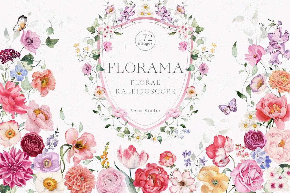 BUNDLE Watercolor Floral Graphic, a Decorative Illustration by Veris Studio (Photo 17 of 43)