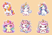 Kawaii Unicorn Stickers Clipart, an Illustration by Creative Art (Thumbnail 9 of 9)