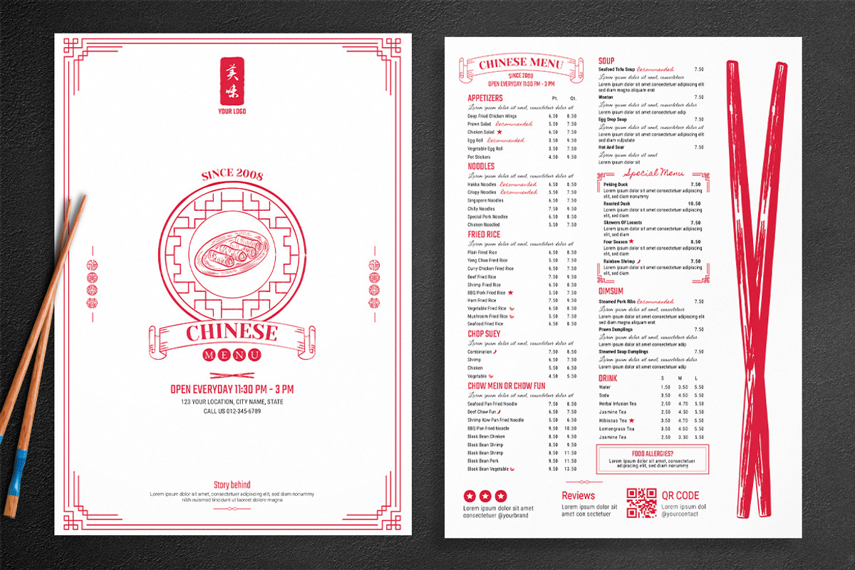 Chinese Asian Menu Template, a Flyer Template by BrandPacks (Photo 4 of 5)