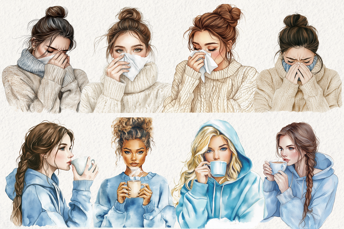 Watercolor Cold Season Clipart, an Illustration by NadiaTheronArt (Photo 4 of 5)