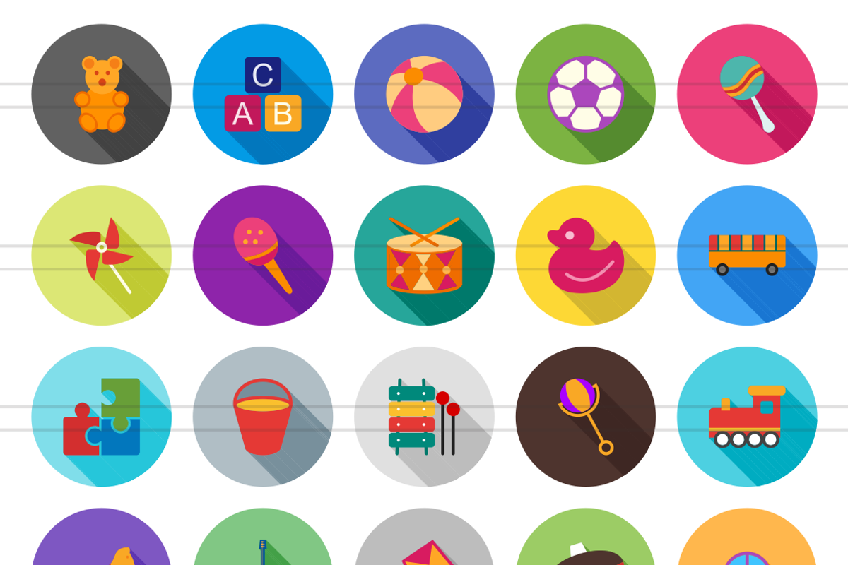 50 Toy Set Flat Shadowed Icons preview 2