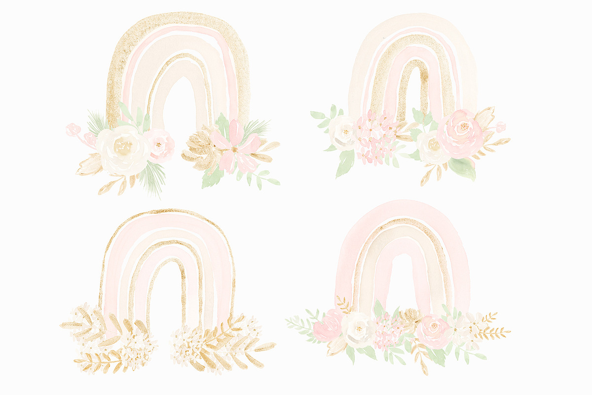 Pastel Watercolor Rainbow Clipart, an Illustration by PrettyGrandmillennial (Photo 3 of 5)