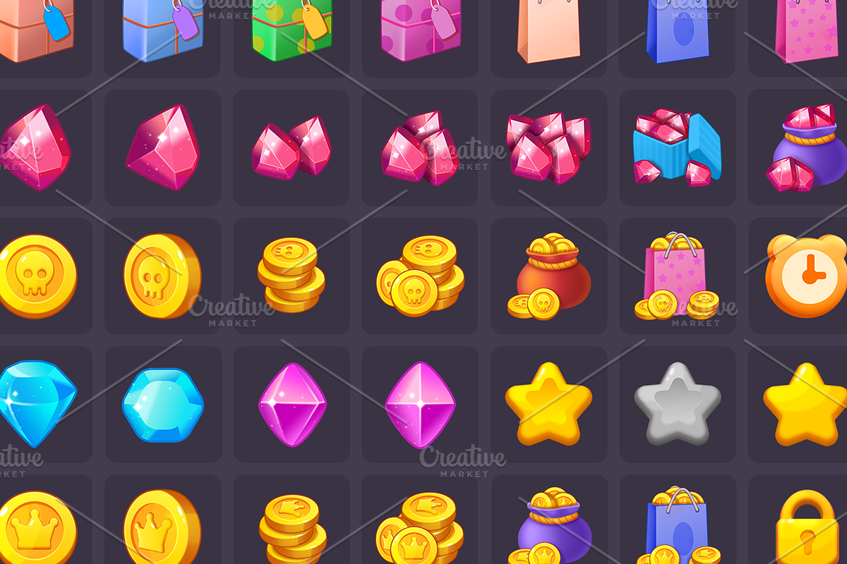 Icons_Coins_Gems_Hearts_Stars, an Icon by KartInnka (Photo 1 of 10)