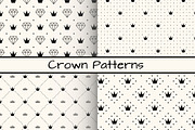 4 Monochrome Crown Patterns, a Pattern Graphic by Simple Patterns (Thumbnail 1 of 5)