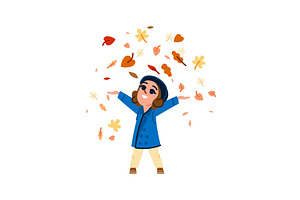 Happy girl playing with falling, an Illustration by pikepicture