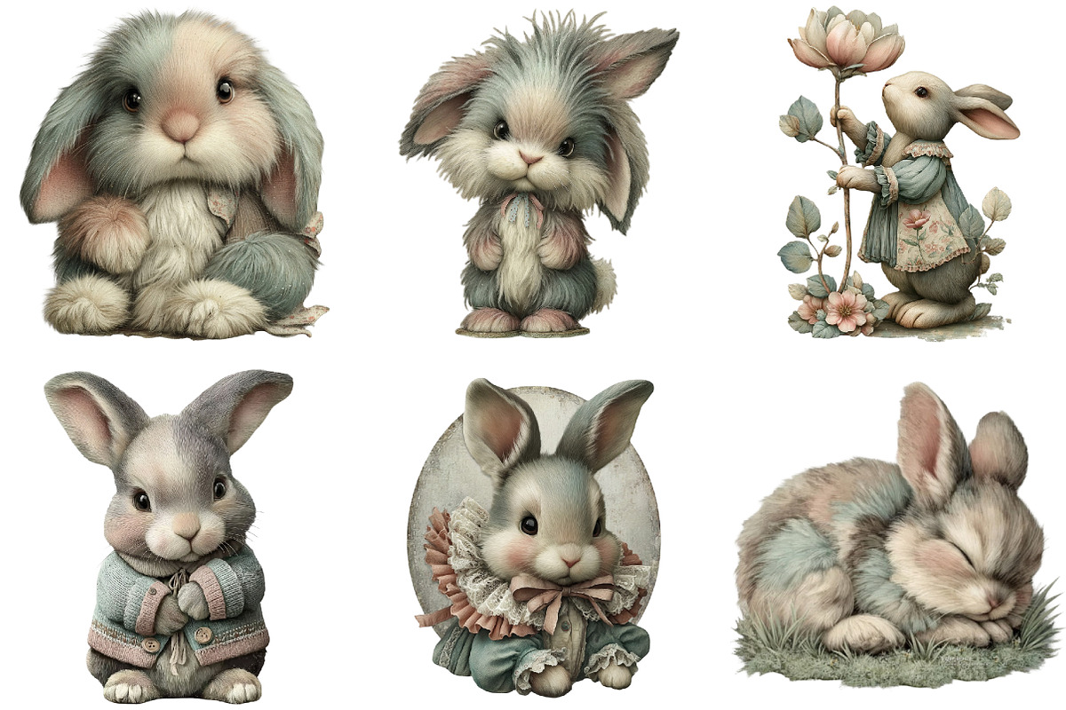 Watercolor Easter Bunny Clipart, an Illustration by DreamArtGraphic (Photo 5 of 5)
