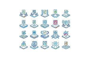 Fabrics Properties set Icons hand, an Object Illustration by pikepicture