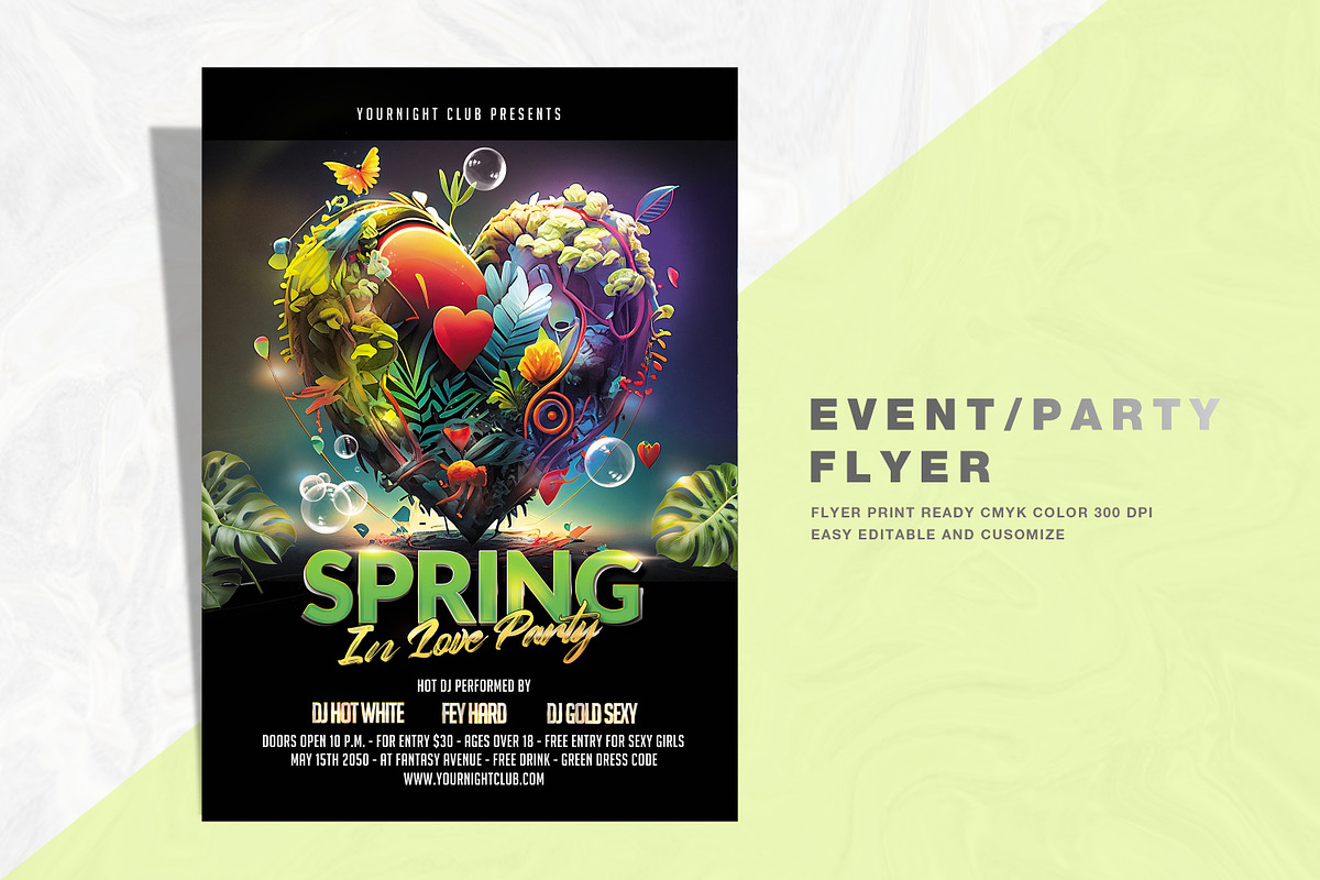 A4 Spring Party Flyer Vol 02, a Flyer Template by feydesign