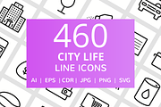 460 City Life Line Icons, an Outline Icon by IconBunny (Thumbnail 1 of 6)