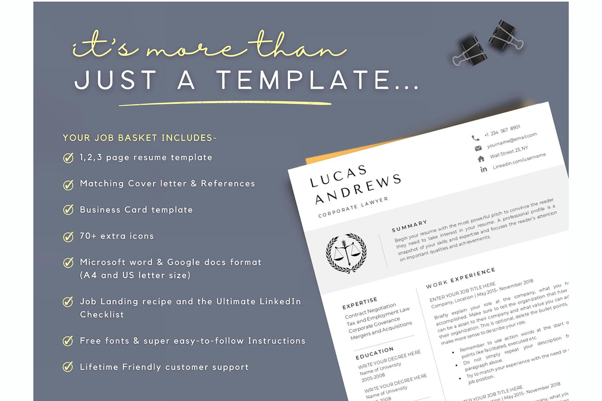 Paralegal resume template for lawyer, a Resume Template by Climbwithelevator (Photo 5 of 6)