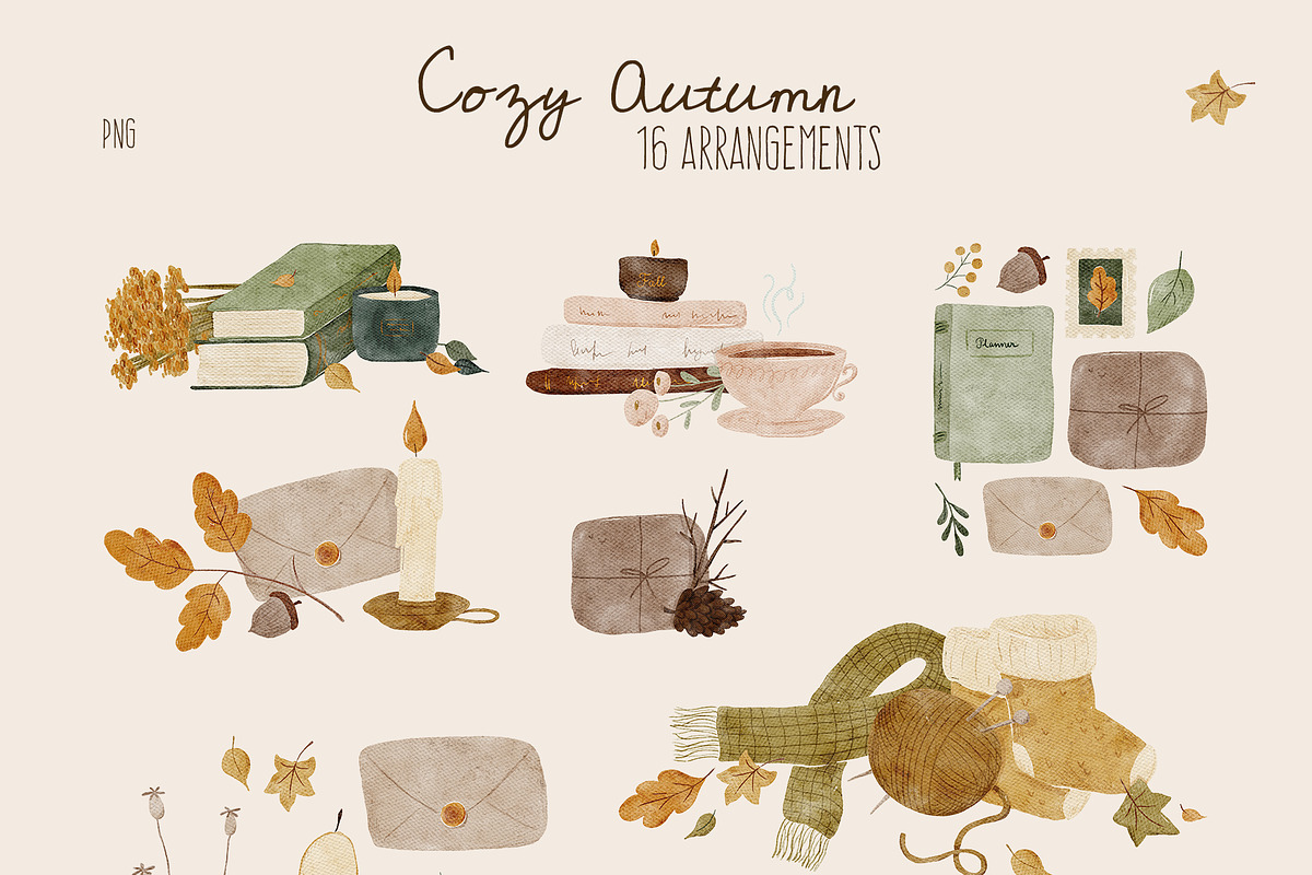 Cozy Autumn | Cliparts and Patterns, an Object Illustration by OkPen (Photo 3 of 18)
