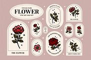 Vintage Dark Flower Lineart Logo Set, an Object Graphic by Artflorara (Thumbnail 1 of 8)