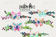 Butterflies & Berries Watercolors, an Illustration by iHeartStudio (Thumbnail 2 of 4)