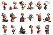 Whimsical Christmas Grandma Clipart, an Illustration by OK Design (Thumbnail 3 of 6)