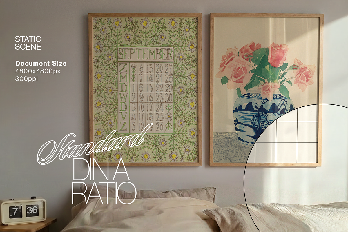 2 DIN A Frames Lilac Bedding Mockup, an Advertising Mockup by WasMockups (Photo 2 of 6)
