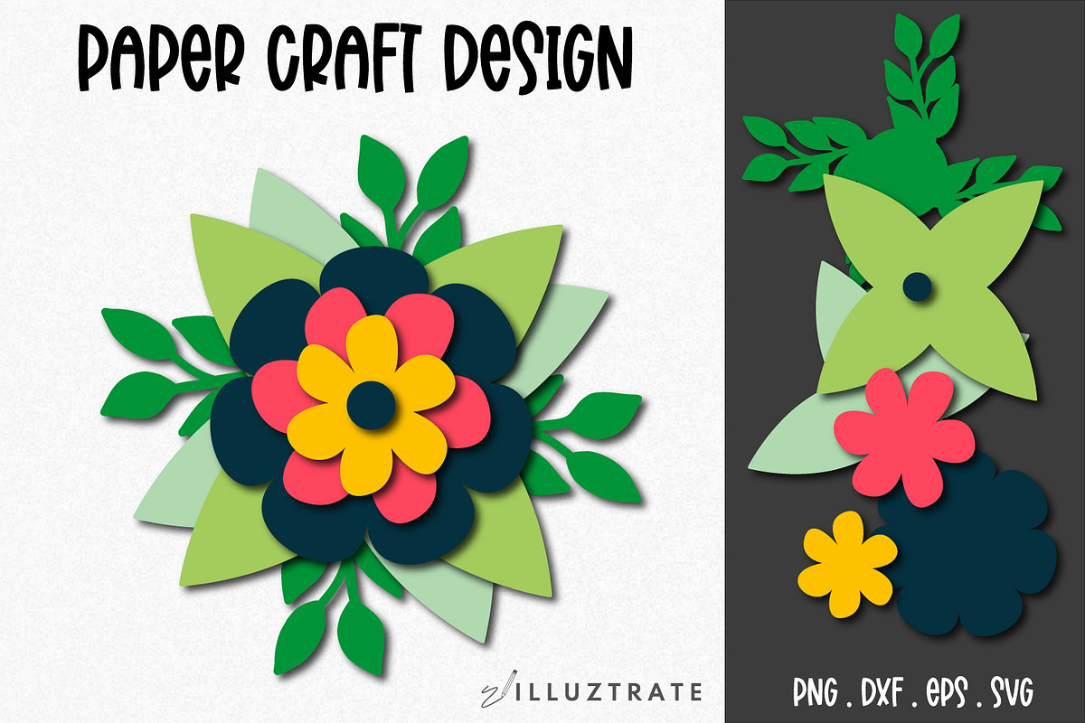 Paper Flower SVG Cut File Bundle, a Decorative Illustration by illuztrate (Photo 11 of 16)
