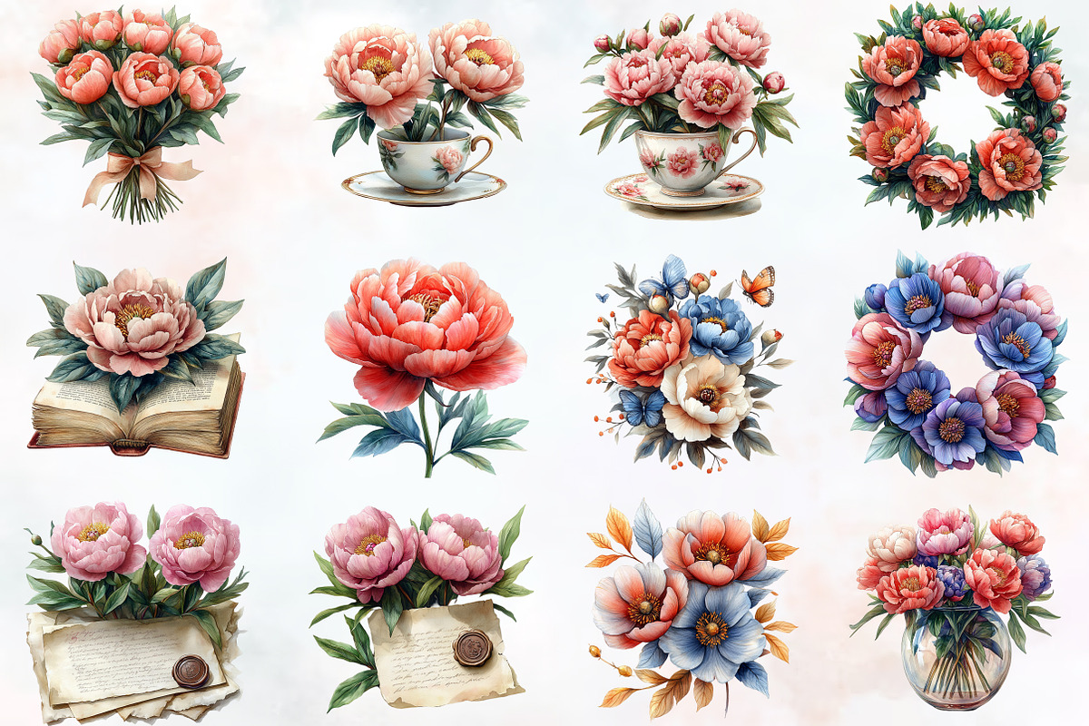 Peony Mother's Day Watercolor PNG, an Illustration by RobertsArt (Photo 6 of 7)