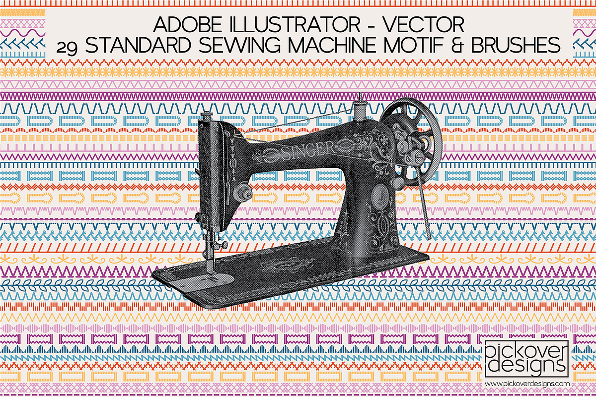 29 STANDARD SEWING MACHINE BRUSHES, a Brush Add-On by Pickover Designs (Photo 1 of 6)